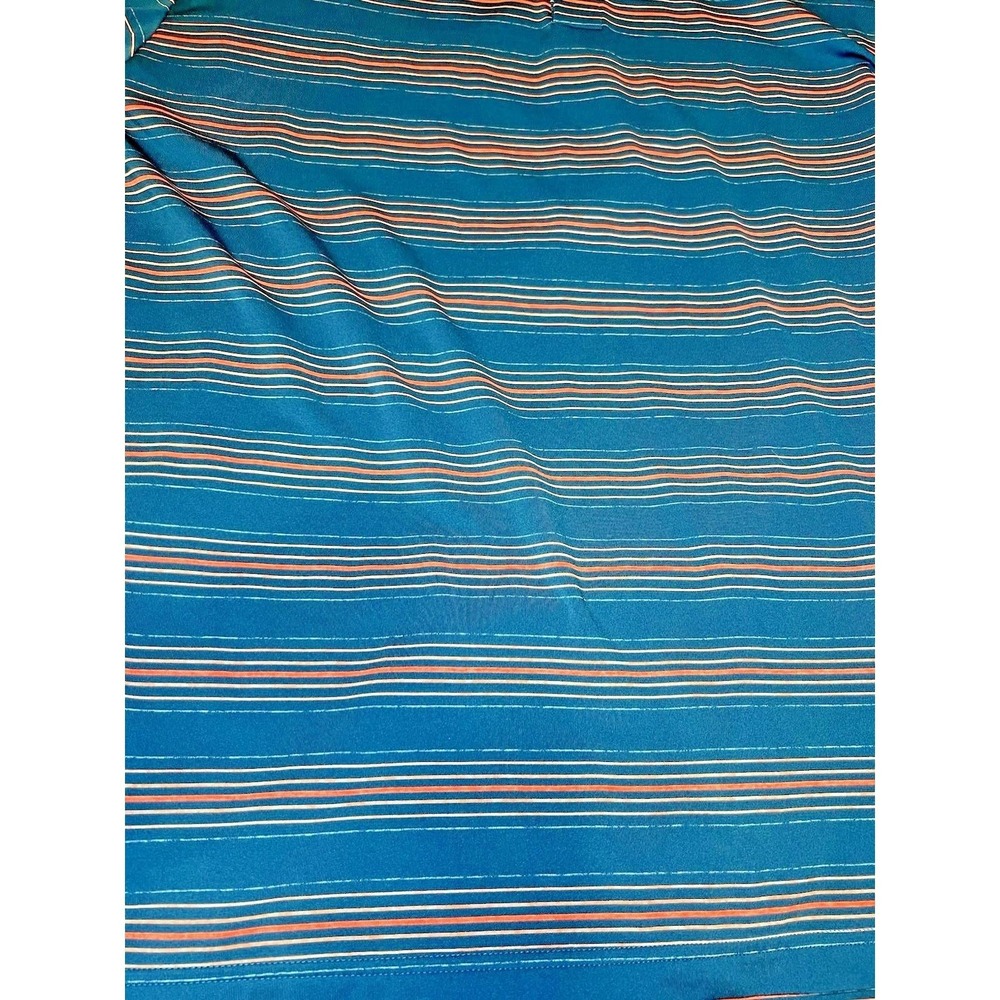 Under Armour Mens Size XL Polo Shirt Green Orange Striped Bald Mountain Golf - Picture 10 of 14